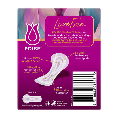 Poise Livefree Pads Super No Wings
