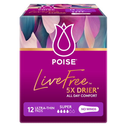 Poise Livefree Pads Super No Wings