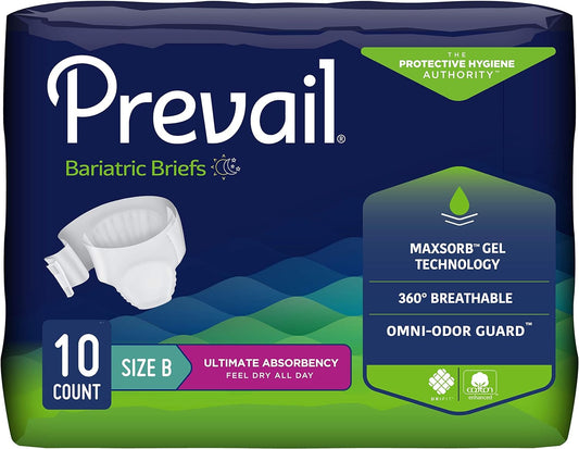 Prevail Bariatric Briefs Size B 2238ml 182-254cm (Packet 10)