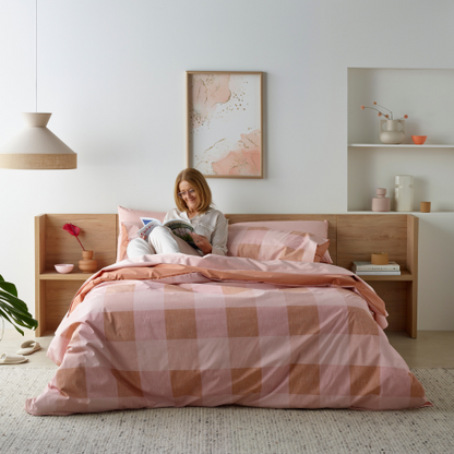 Staydry Blush Check Waterproof Quilt Cover Set