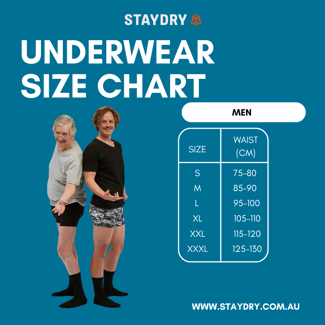 Staydry Mens Continence Trunk - Black 400ml