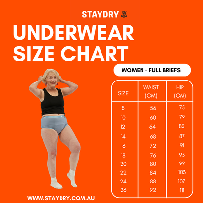 Staydry Ladies Continence Full Briefs - Blue 400ml