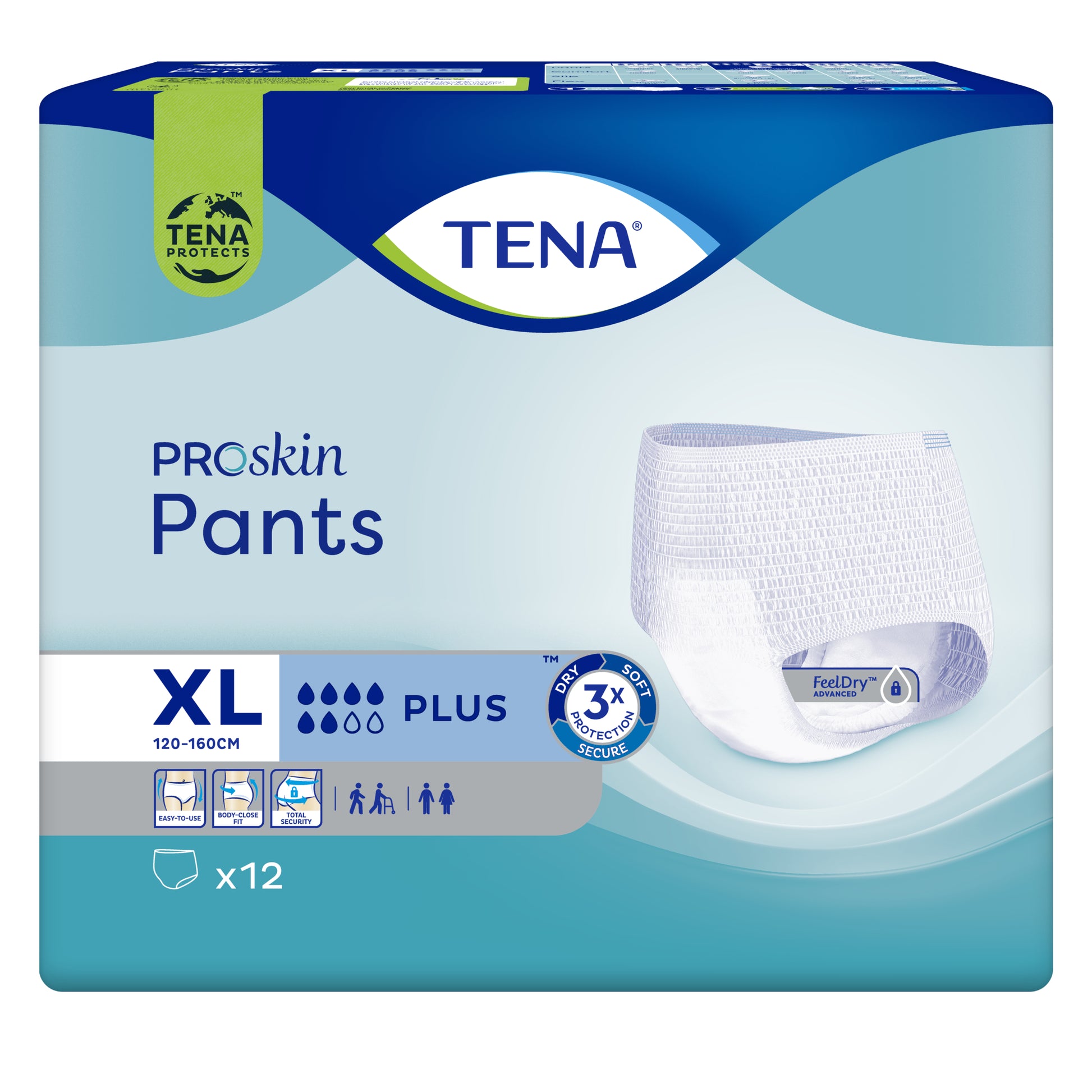 Tena Pants PROskin Plus Unisex X-Large White 120-160cm 6 Drops (792715) (Packet 12)