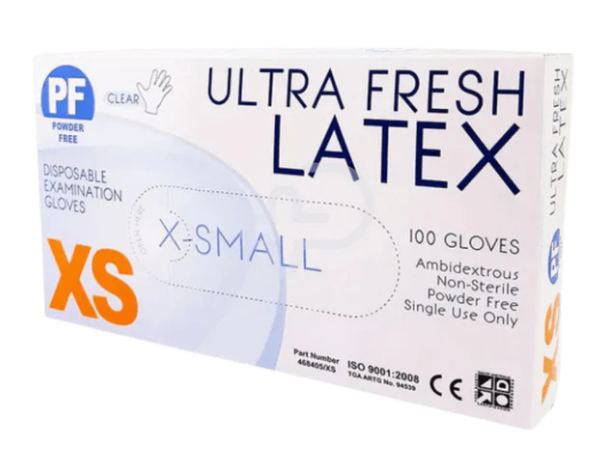 Ultra Fresh Latex Clear Powder Free Gloves (Box 100)