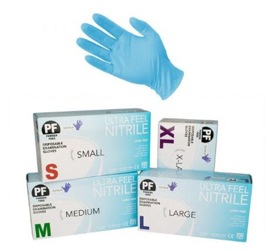 Ultra Fresh Nitrile Blue Powder Free Gloves (Box 100)