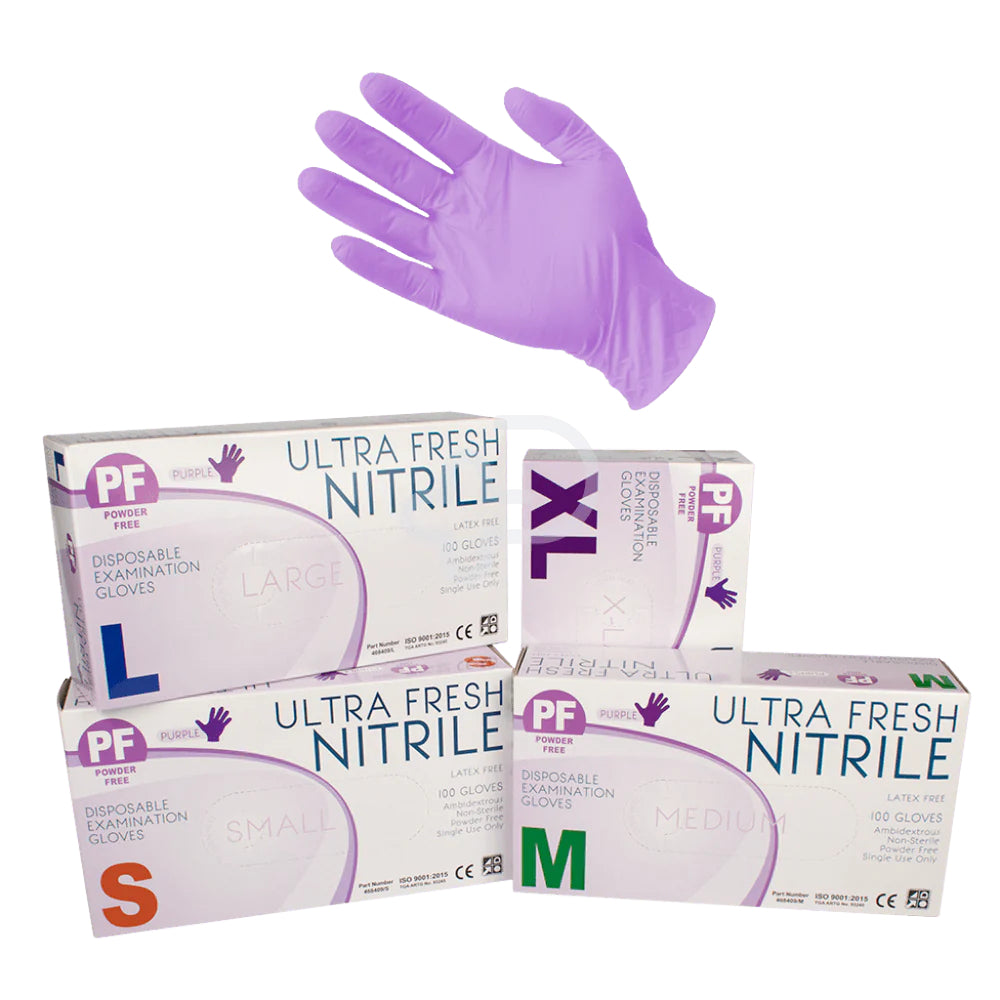 Ultra Fresh Nitrile Purple Powder Free Gloves (Box 100)