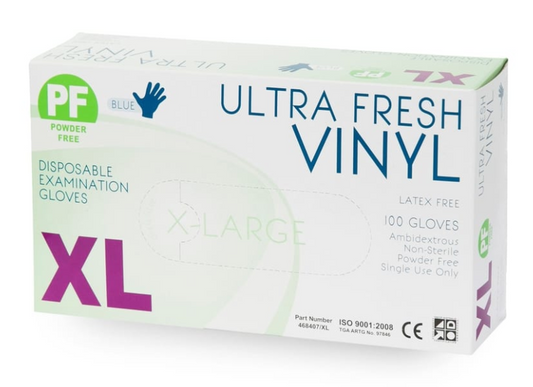 Ultra Fresh Vinyl Blue Powder Free Gloves (Box 100)