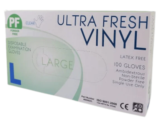 Ultra Fresh Vinyl Clear Powder Free Gloves (Box 100)