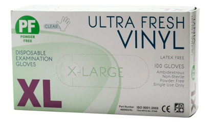 Ultra Fresh Vinyl Clear Powdered Gloves