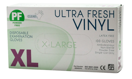 Ultra Fresh Vinyl Clear Powdered Gloves (Box 100)