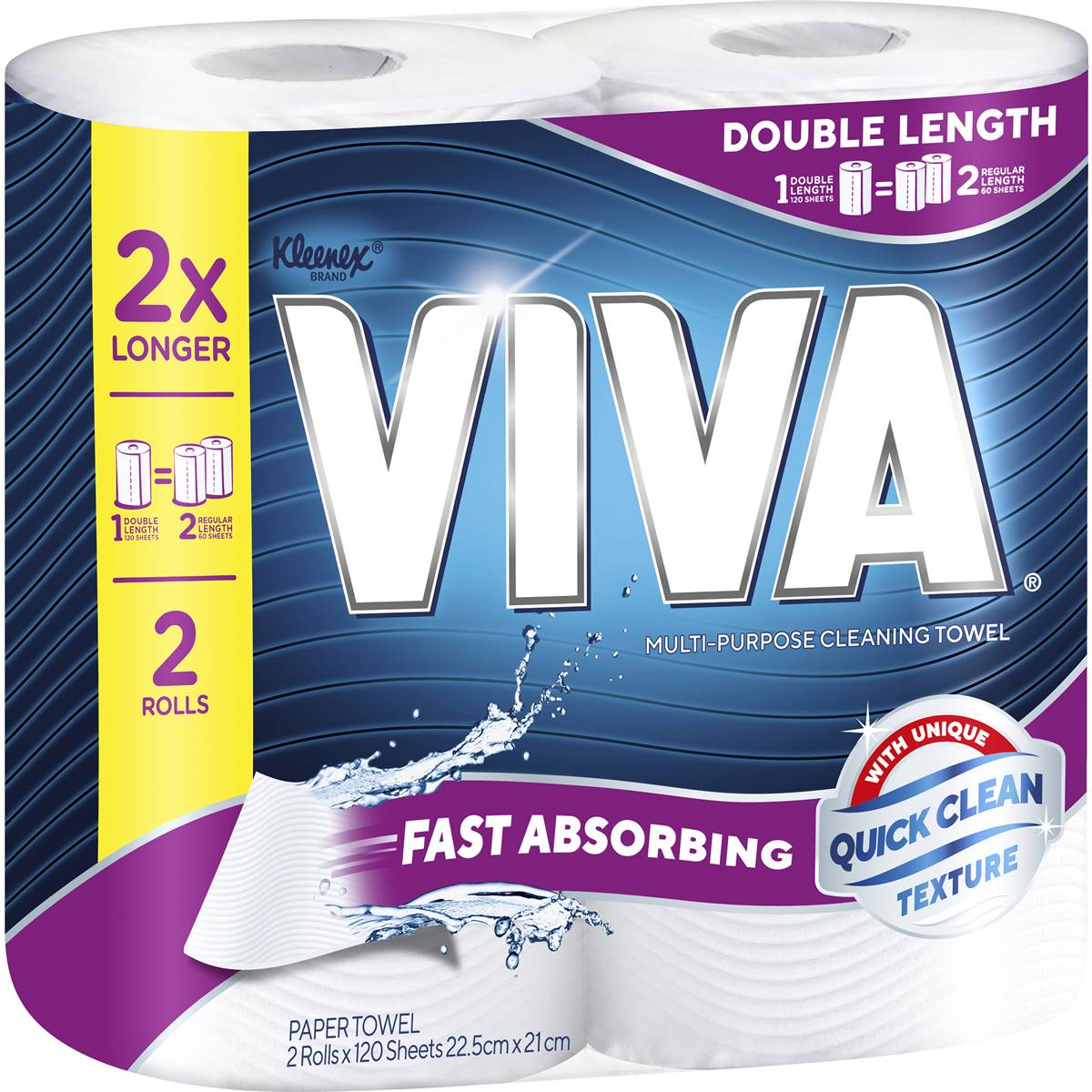Viva Paper Towel Double Length Twin Pk With Bamboo Fibre
