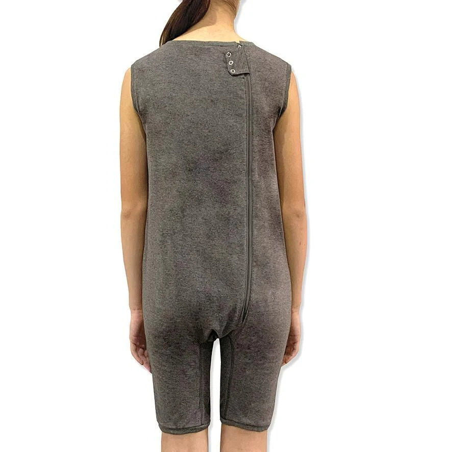 Grey Zip Back Sleeveless/knee length Jumpsuit  |  Wonsie