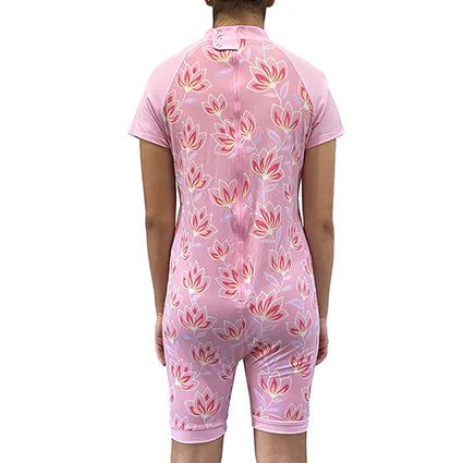 Back Zip Pink Floral swimsuit  |  Wonsie