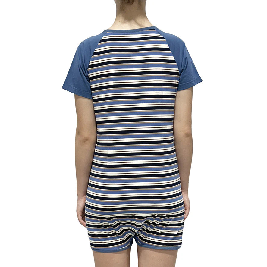Blue Stripe Short Sleeve Bodysuit  |  Wonsie