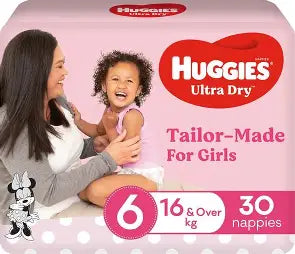 Huggies Ultra Dry Nappies Junior Size 6 Girl 16kg+