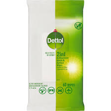 Dettol 2 in 1 Anti-Bacterial Wipes (Pack 60)