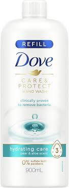 DOVE 900mL CARE & PROTECT HAND WASH HYDRATING CARE PEAR & ALOE SCENT REFILL