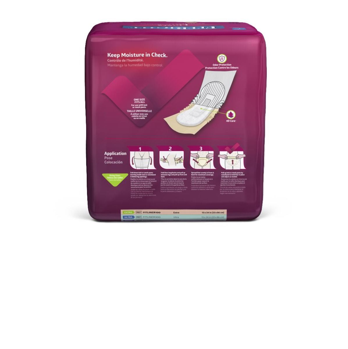 Medline FitRight Plus Incontinence Liners Discreet Cloth Backed Heavy Absorbency