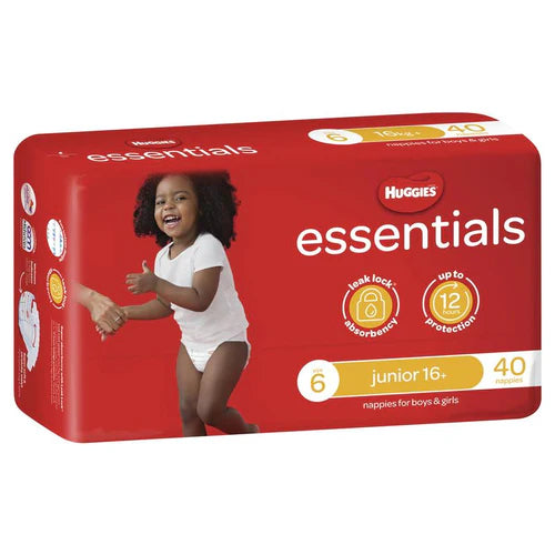 Huggies Essentials Nappies Size 6 Junior 16kg+
