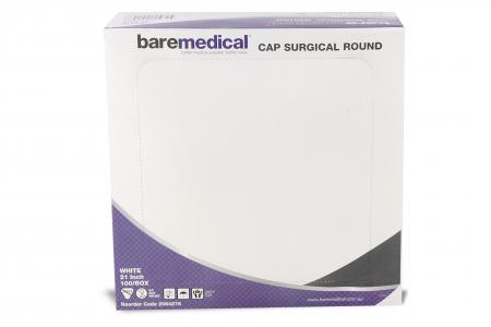 BareMed CAP BERET THEATRE WHITE FLUID-RESIST LIGHTWEIGHT (Box 100)