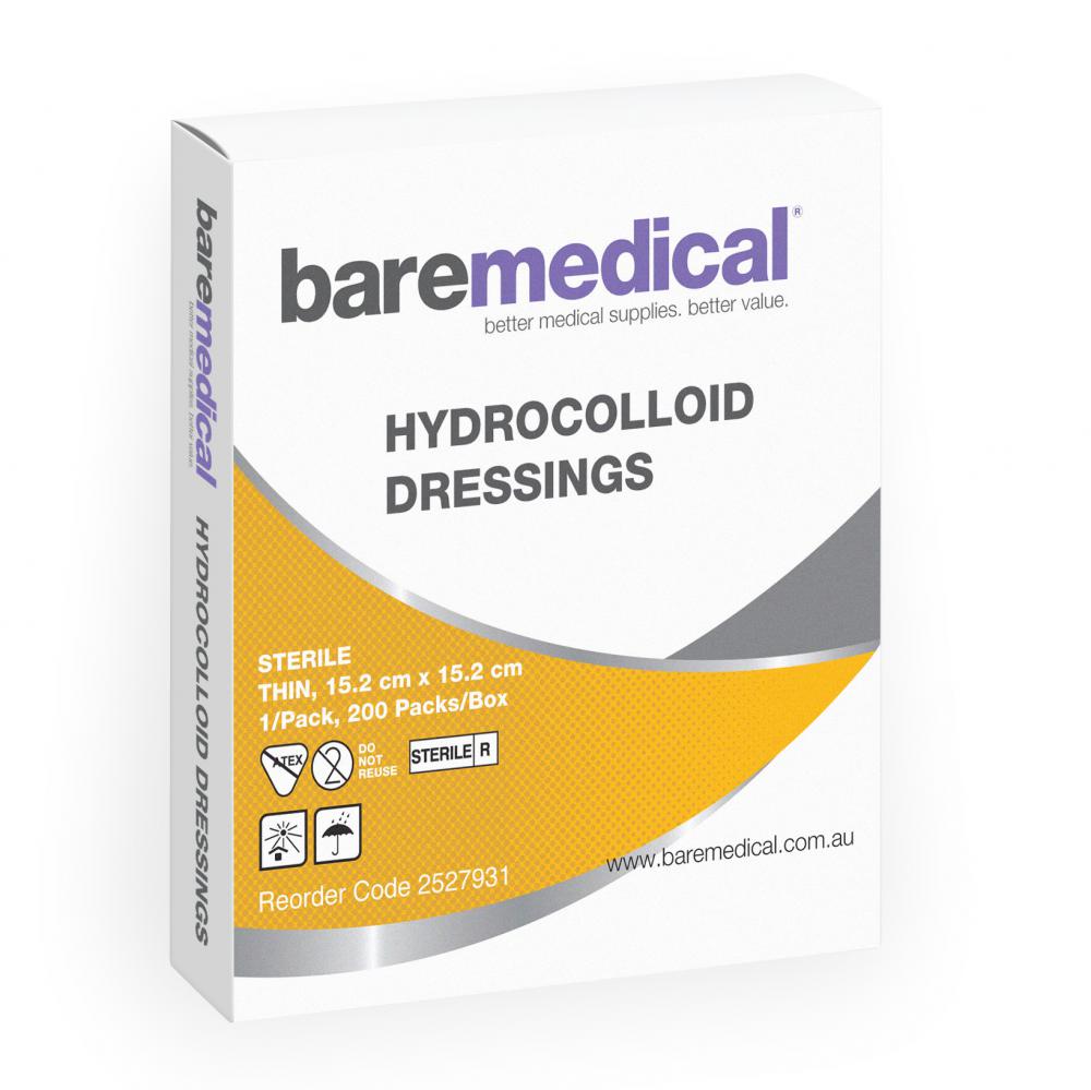 BareMed HYDROCOLLOID DRESSING THIN 15CM X 15CM ST SU (Box 10)
