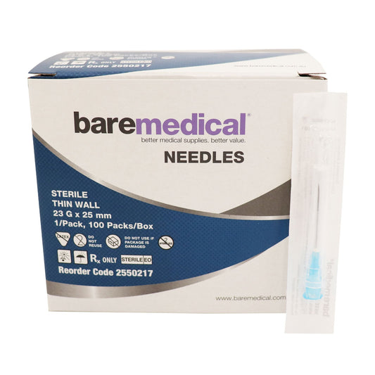 BareMed NEEDLE HYPO TW 23G X 25MM ST SU (Box 100)