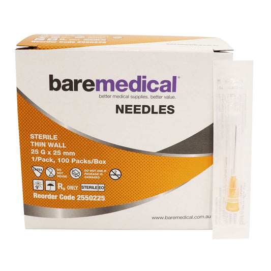 BareMed NEEDLE HYPO TW 25G X 25MM ST SU (Box 100)