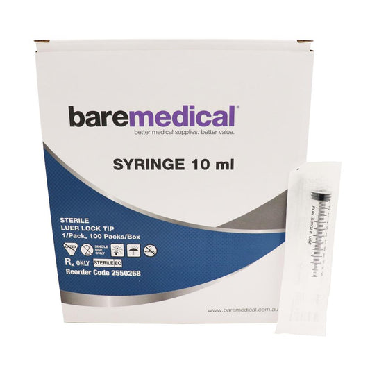 BareMed SYRINGE 10ML LUER LOCK TIP ST SU (Box 100)