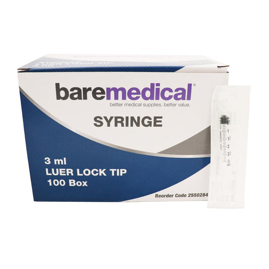 BareMed SYRINGE 3ML LUER LOCK TIP ST SU (Box 100)