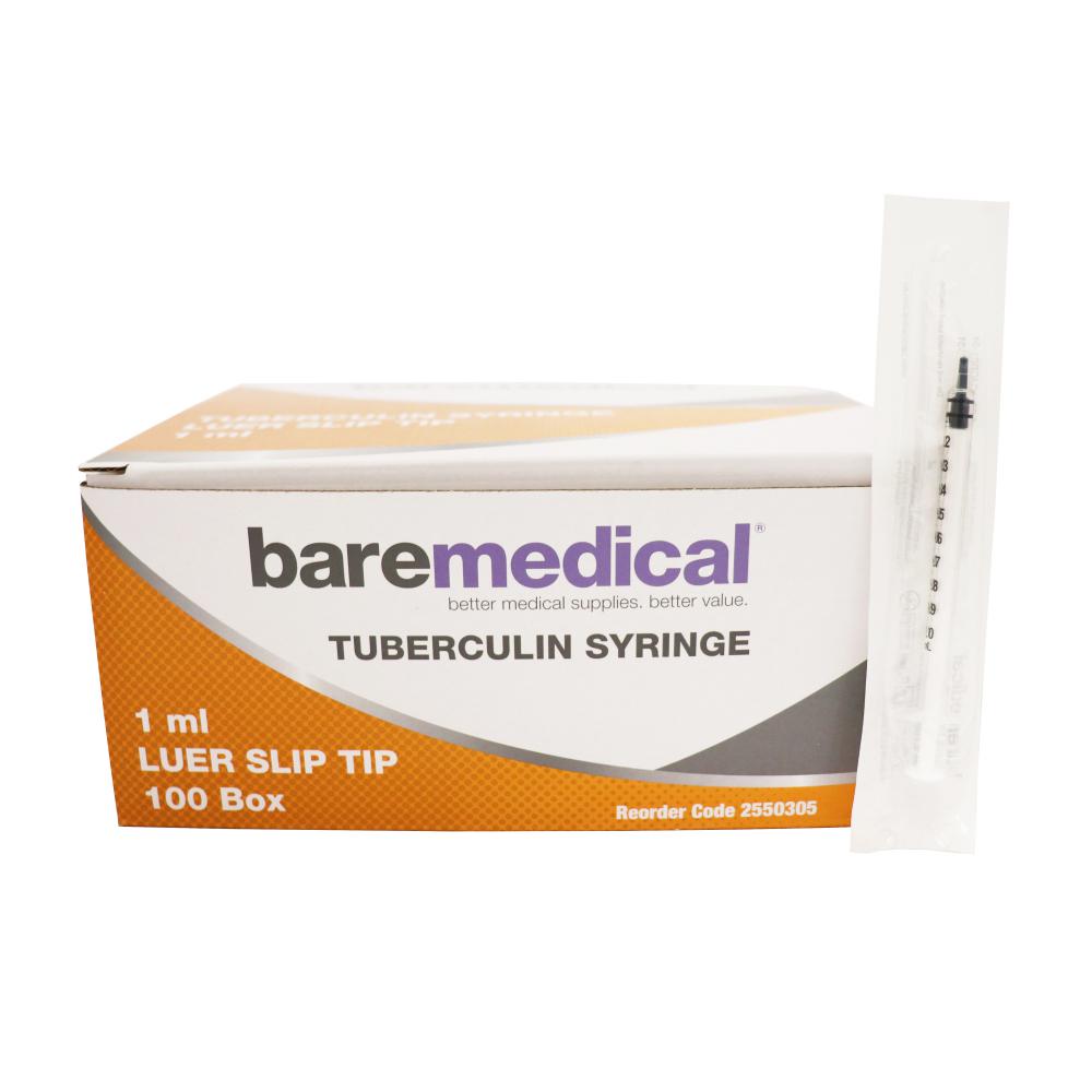 BareMed SYRINGE 1ML TB LUER SLIP TIP ST SU (Box 100)