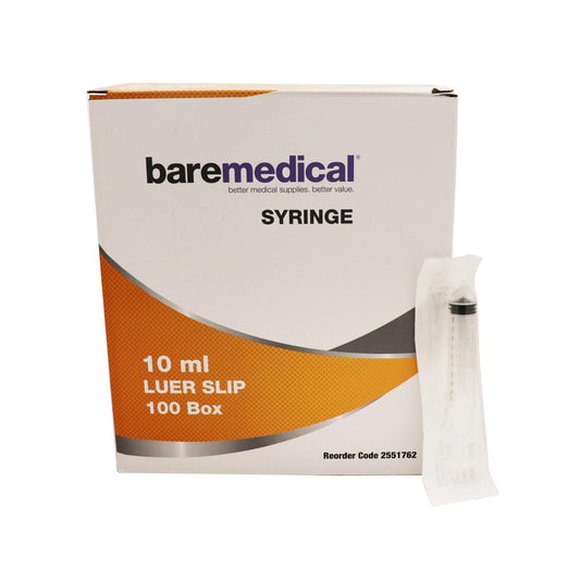 BareMed SYRINGE 10ML LUER SLIP TIP ST SU (Box 100)