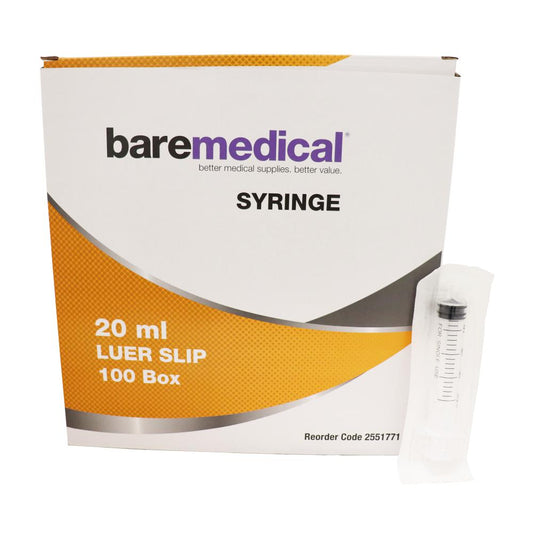 BareMed SYRINGE 20ML LUER SLIP TIP ST SU (Box 100)